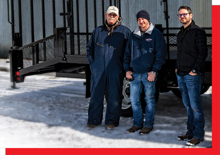 Sam, Toby and James standing outside the Parkhurst facility on a snowy morning