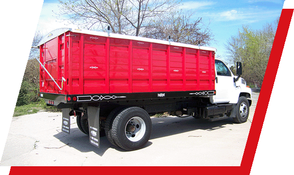 Side view of a Parkhurst truck with a grain rack